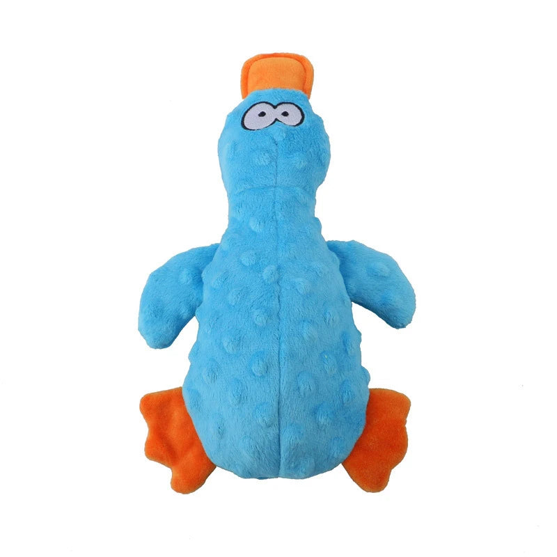 Squeaky Dog Toys Soft Duck Crinkle Plush Dog Chew Toys for Chewers Durable Interactive Dog Toys for Puppy Medium and Large Dogs